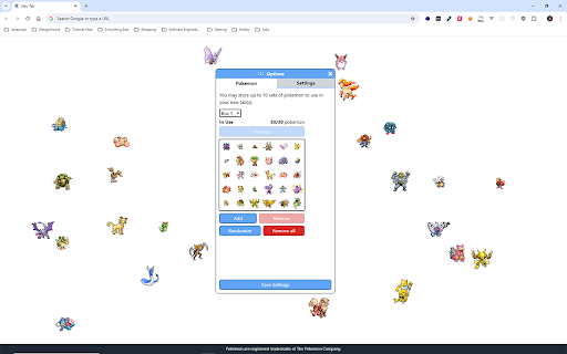 PokeTab Pokemon in your New Tab  from Chrome web store to be run with OffiDocs Chromium online
