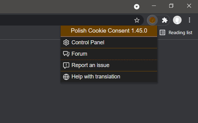 Polish Cookie Consent  from Chrome web store to be run with OffiDocs Chromium online