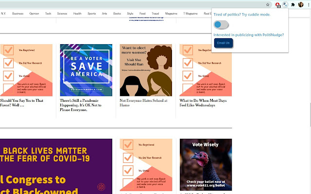 PolitiNudge  from Chrome web store to be run with OffiDocs Chromium online