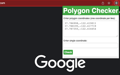 Polygon Checker  from Chrome web store to be run with OffiDocs Chromium online