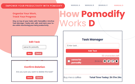 Pomodify  from Chrome web store to be run with OffiDocs Chromium online