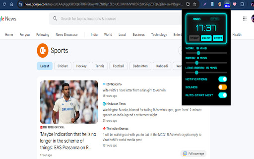 PomodoPro  from Chrome web store to be run with OffiDocs Chromium online