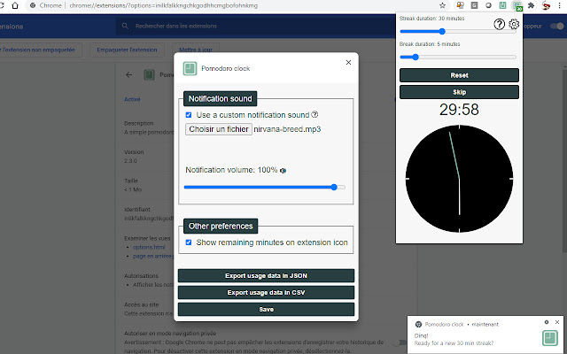 PomodoroClock  from Chrome web store to be run with OffiDocs Chromium online
