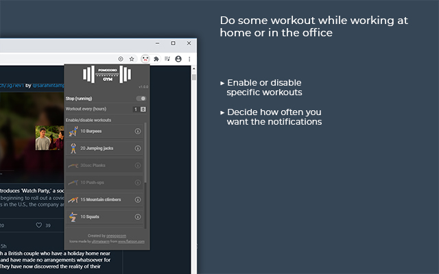 Pomodoro GYM  from Chrome web store to be run with OffiDocs Chromium online