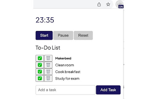 Pomodoro Productivity  To Do List  from Chrome web store to be run with OffiDocs Chromium online