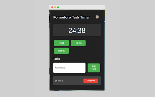 Pomodoro Task Timer  from Chrome web store to be run with OffiDocs Chromium online