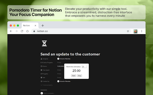 Pomodoro Timer for Notion  from Chrome web store to be run with OffiDocs Chromium online
