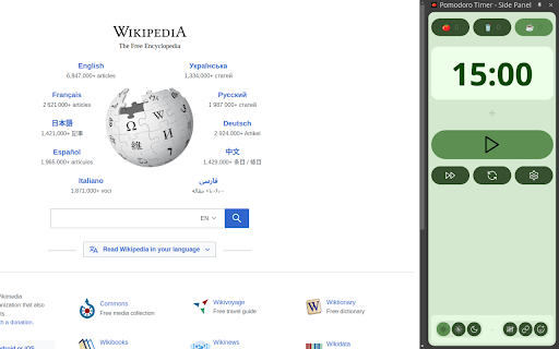 Pomodoro Timer Side Panel  from Chrome web store to be run with OffiDocs Chromium online