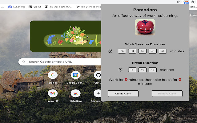 Pomodoro Tool  from Chrome web store to be run with OffiDocs Chromium online