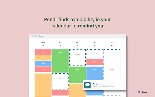 Pondr: Tab Manager  Bookmark Reminder  from Chrome web store to be run with OffiDocs Chromium online