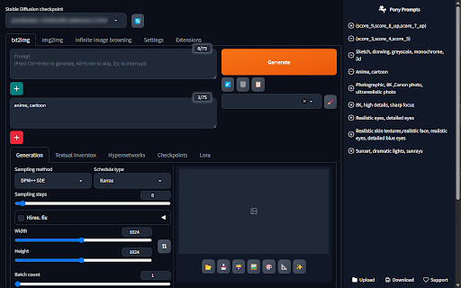 Pony Prompts for AUTOMATIC1111  from Chrome web store to be run with OffiDocs Chromium online