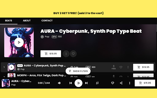 Pop Beats  from Chrome web store to be run with OffiDocs Chromium online