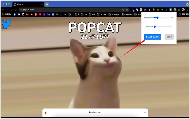 Chrome 웹 스토어의 Popcat 봇이 OffiDocs Chromium 온라인과 함께 실행됩니다.