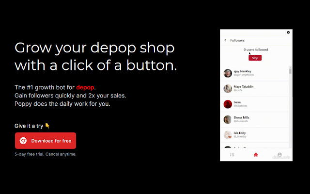 Poppy Depop Bot: #1 Depop Seller Bot  from Chrome web store to be run with OffiDocs Chromium online