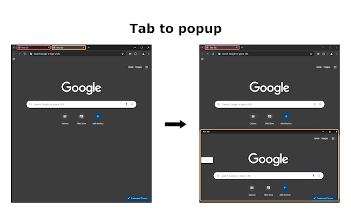 Poptab  from Chrome web store to be run with OffiDocs Chromium online