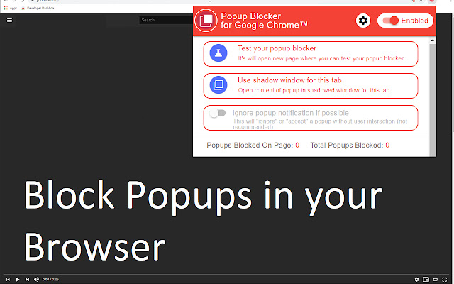 Popup Blocker for Google Chrome™  from Chrome web store to be run with OffiDocs Chromium online