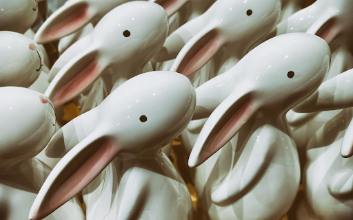 Porcelain rabbits with pink ears  from Chrome web store to be run with OffiDocs Chromium online