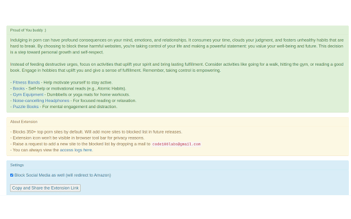 Porn Website Blocker  from Chrome web store to be run with OffiDocs Chromium online