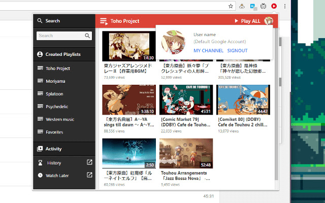 Portable Playlists for YouTube™  from Chrome web store to be run with OffiDocs Chromium online