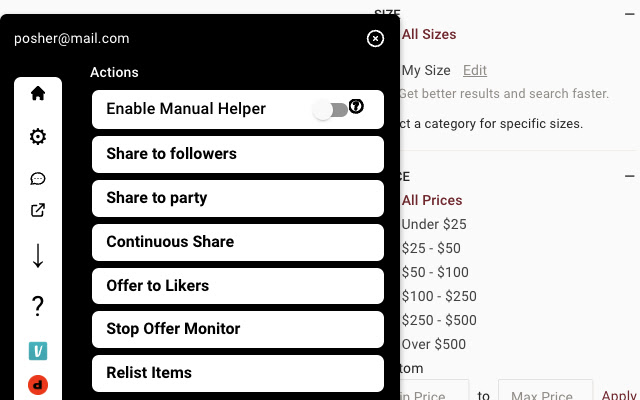 Poshmark Bot Share  Grow SellerAider  from Chrome web store to be run with OffiDocs Chromium online