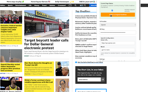 Positive News Rewriter  from Chrome web store to be run with OffiDocs Chromium online