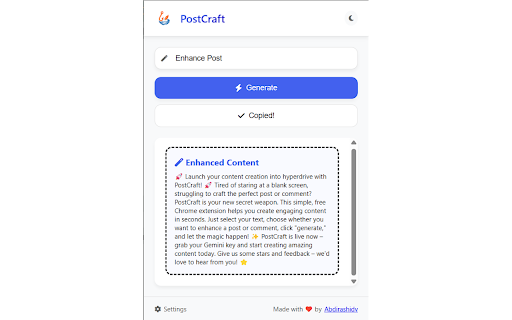 PostCraft  from Chrome web store to be run with OffiDocs Chromium online