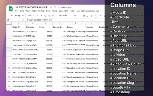 PostFox Export IG Posts  from Chrome web store to be run with OffiDocs Chromium online