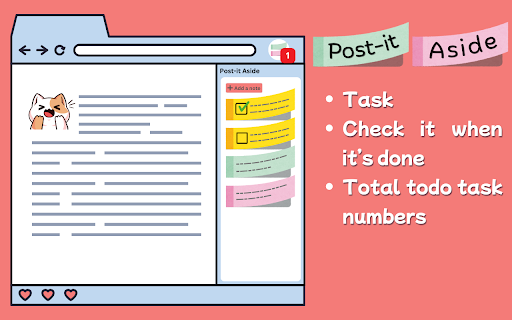 Post it Aside: Sticky Notes in Side Panel  from Chrome web store to be run with OffiDocs Chromium online