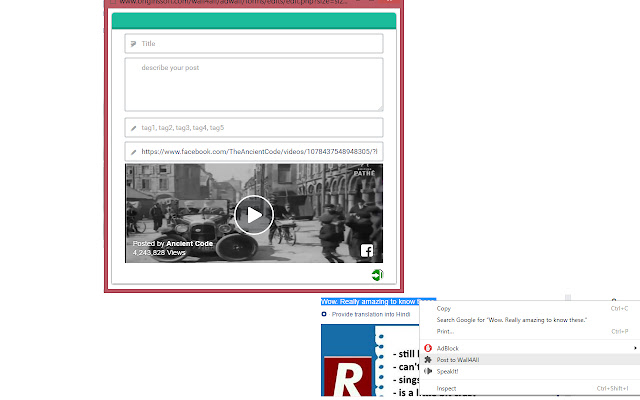 Post to Wall4All  from Chrome web store to be run with OffiDocs Chromium online
