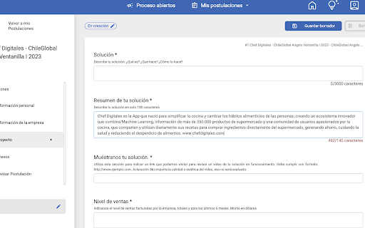 Postulando mi Startup ChefD  from Chrome web store to be run with OffiDocs Chromium online