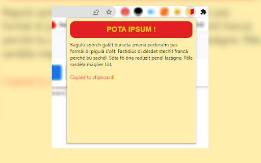 Pota Ipsum  from Chrome web store to be run with OffiDocs Chromium online