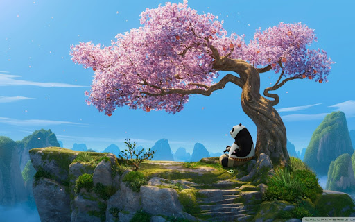 Po the Panda and a Peaceful Moment Under the Cherry Blossom  from Chrome web store to be run with OffiDocs Chromium online