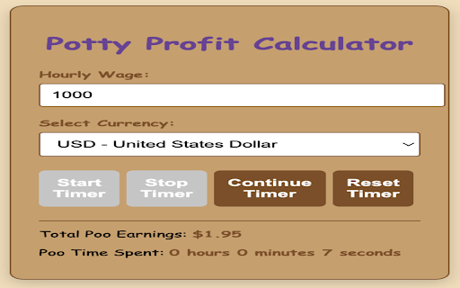 Potty Profit Calculator  from Chrome web store to be run with OffiDocs Chromium online