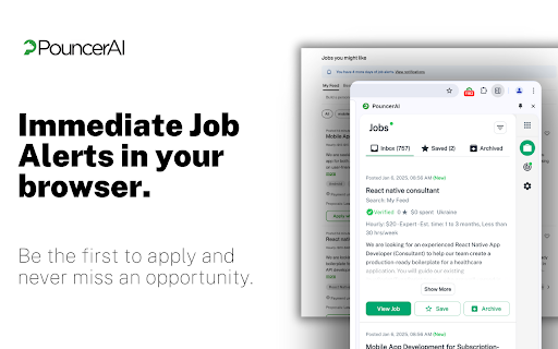 PouncerAI AI Proposal Tool For Upwork  from Chrome web store to be run with OffiDocs Chromium online