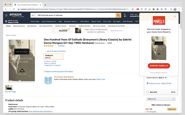 Powell’s Compare for Amazon  from Chrome web store to be run with OffiDocs Chromium online