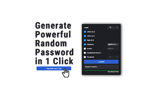 Powerful Random Password Generator  from Chrome web store to be run with OffiDocs Chromium online