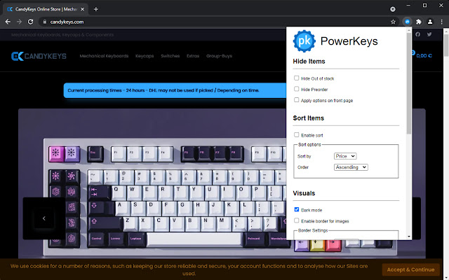 PowerKeys จาก Chrome เว็บสโตร์ที่จะทำงานร่วมกับ OffiDocs Chromium ออนไลน์