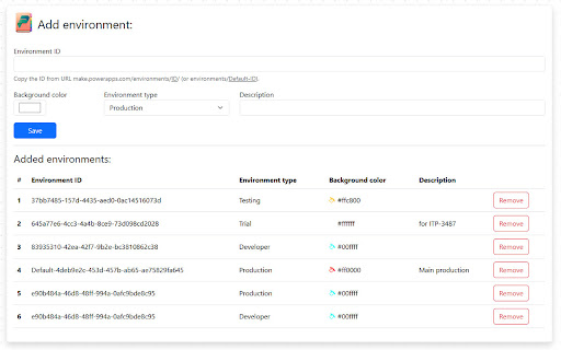 Power Platform Environment Colored Banner  from Chrome web store to be run with OffiDocs Chromium online