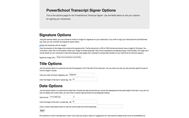 PowerSchool Transcript Signer  from Chrome web store to be run with OffiDocs Chromium online