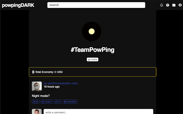 PowPingDark  from Chrome web store to be run with OffiDocs Chromium online