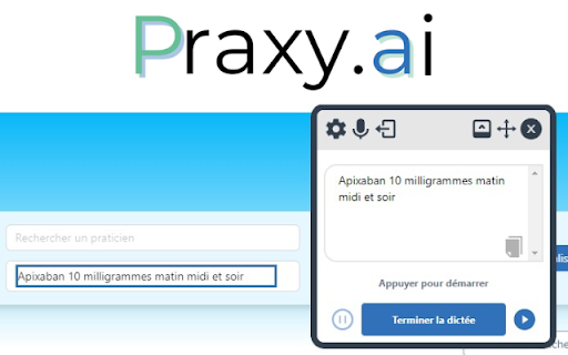 PraxyConsultation  Dictation  from Chrome web store to be run with OffiDocs Chromium online