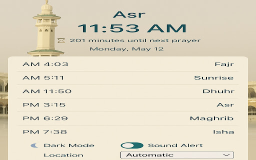 Prayer Time | Salah Clock  from Chrome web store to be run with OffiDocs Chromium online