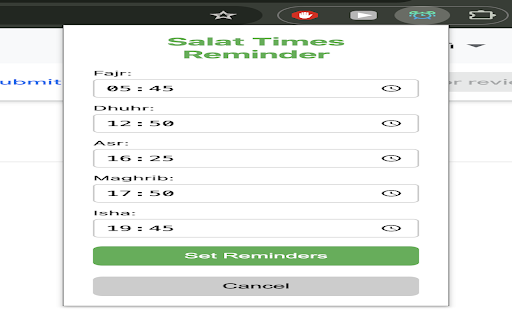 Prayer Times Reminder  from Chrome web store to be run with OffiDocs Chromium online