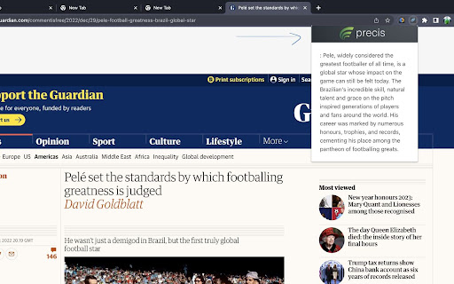 Precis  from Chrome web store to be run with OffiDocs Chromium online