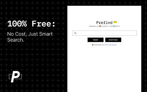 Prefind Your AI Search powered by Claude 3  GPT 4  from Chrome web store to be run with OffiDocs Chromium online