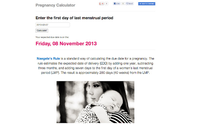 Pregnancy Calculator  from Chrome web store to be run with OffiDocs Chromium online