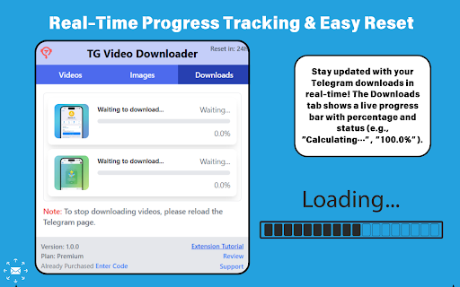 Premium Telegram Video Downloader Download videos  from Chrome web store to be run with OffiDocs Chromium online