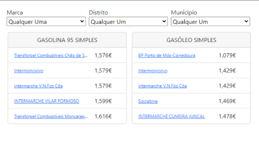 Preço Combustivel Portugal  from Chrome web store to be run with OffiDocs Chromium online