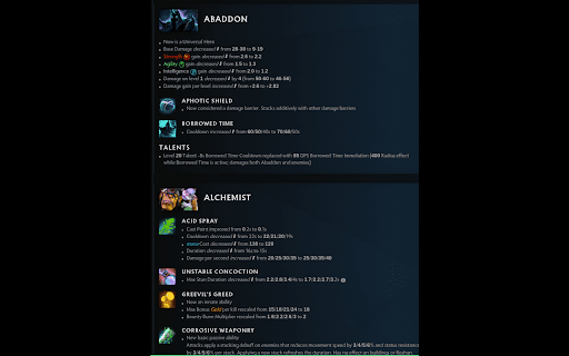 Pretty DOTA2 Patch Notes  from Chrome web store to be run with OffiDocs Chromium online