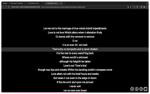 Pretty Speech speech script/teleprompter/subtitle assistant  from Chrome web store to be run with OffiDocs Chromium online